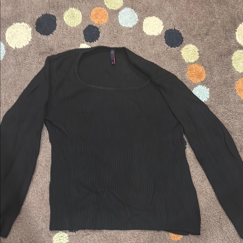 Black Ribbed Knit Top - Picture 2 of 2
